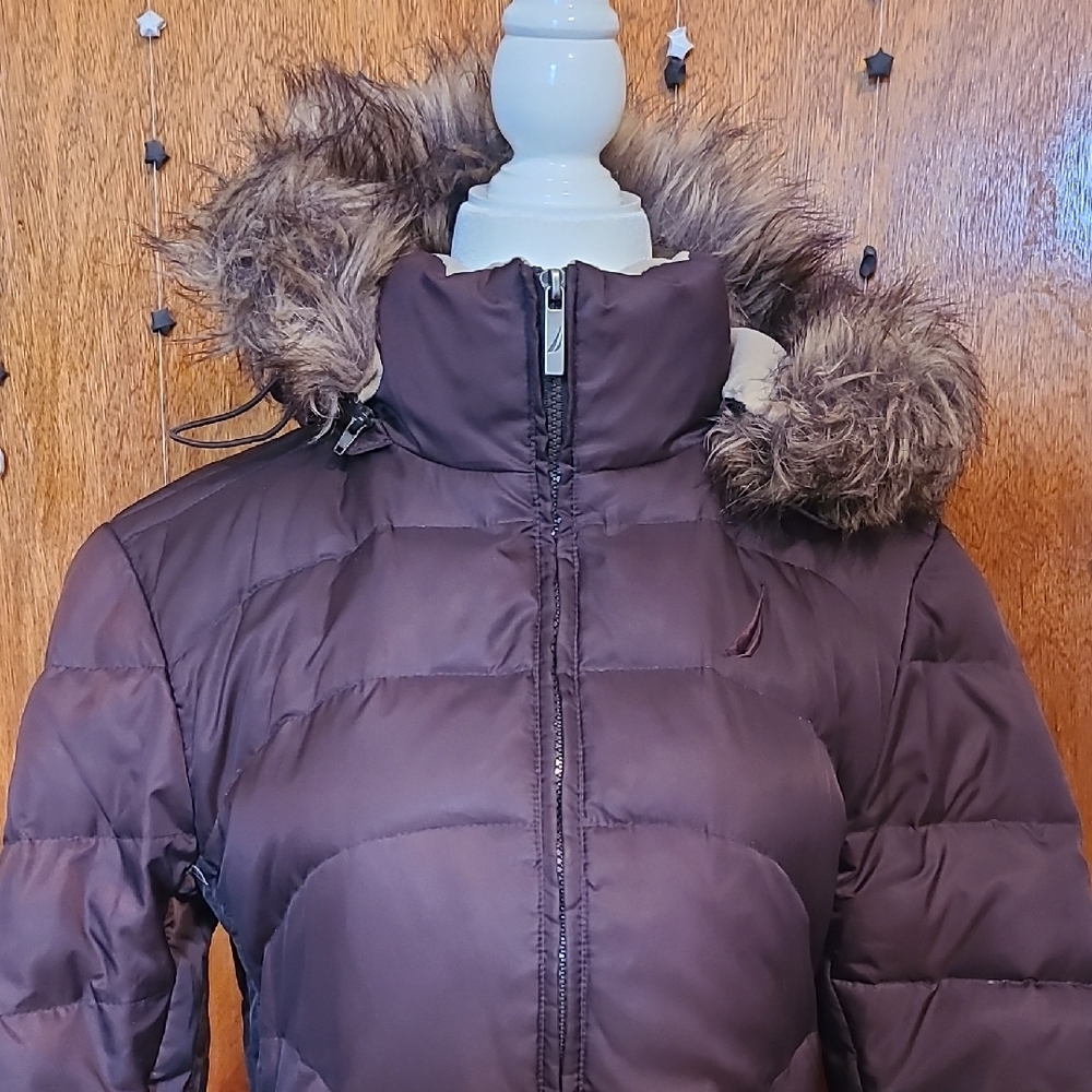 Nautica Women's Puffer Jacket with Faux Fur Hood